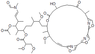 CAS#: 100045-74-7， 4-O-Acetyl-21-O-De(Aminocarbonyl)-27-Demethoxy-4-O,23,26-Tridemethyl-6-Deoxo-25-Deoxy-6-(2,3-Dimethoxy-1-Oxopropoxy)-27-Methyl-25-Oxokabiramide C