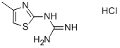structure of CAS# 100599-91-5, N-(4-Methyl-2-Thiazolyl)-Guanidine Hydrochloride (1:1);N-(4-METHYL-1,3-THIAZOL-2-YL)GUANIDINE HYDROCHLORIDE;1-(4-Methyl-1,3-Thiazol-2-Yl)Guanidine Hydrochloride;4-METHYLTHIAZOL-2-YLGUANIDINE HYDROCHLORIDE 97%