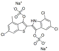 CAS#: 10241-20-0， Disodium [5,7-Dichloro-2-(6-Chloro-4-Methyl-3-Sulfonatooxy-1-Benzothiophen-2-Yl)-1H-Indol-3-Yl] Sulfate