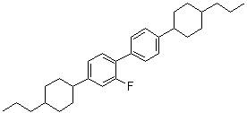 structure of CAS# 102714-93-2, 2-Fluoro-4-(4-Propylcyclohexyl)-1-[4-(4-Propylcyclohexyl)Phenyl]Benzene;1,1-Biphenyl,2-fluoro-4,4-bis(trans-4-propylcyclohexyl)-;4,4'-Bis(trans-4-propylcyclohexyl)-2-fluorobiphenyl;trans,trans-2-Fluoro-4,4'-bis-(4-propyl-cyclohexyl)-biphenyl
