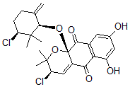 CAS#: 103106-21-4， (3R,10aR)-3-Chloro-10a-[(1R,3S)-3-Chloro-2,2-Dimethyl-6-Methylidenecyclohexyl]Oxy-6,8-Dihydroxy-2,2-Dimethyl-3H-Benzo[g]Chromene-5,10-Dione