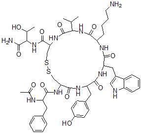 CAS#: 103237-51-0， N-Acetyl-D-phenylalanyl-L-cysteinyl-L-tyrosyl-D-tryptophyl-L-lysyl-L-valyl-L-cysteinyl-L-Threoninamide cyclic (2-7)-disulfide