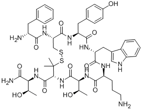 CAS 登录号：103429-31-8， 苯丙氨酰-环(半胱氨酰酪氨酰-色氨酰-鸟氨酰-苏氨酰-青霉胺)苏氨酰胺
