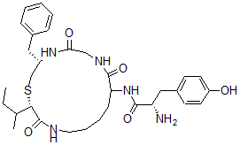 CAS#: 103881-76-1， (2S)-2-Amino-N-[(3S,16S)-16-Butan-2-Yl-5,8,15-Trioxo-3-(Phenylmethyl)-1-Thia-4,7,14-Triazacyclohexadec-9-Yl]-3-(4-Hydroxyphenyl)Propanamide