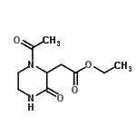 structure of CAS# 104143-60-4, Ethyl (1-Acetyl-3-Oxo-2-Piperazinyl)Acetate;Ethyl (1-Acetyl-3-oxopiperazin-2-yl)acetate;ethyl 2-(1-acetyl-3-oxopiperazin-2-yl)acetate;ETHYL(1-ACETYL-3-OXOPIPERAZIN-2-YL)ACETATE