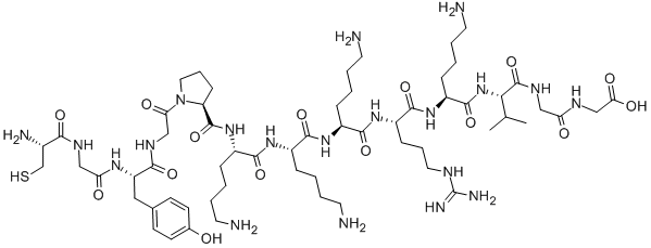CAS#: 104914-40-1， L-Cysteinylglycyl-L-Tyrosylglycyl-L-Prolyl-L-Lysyl-L-Lysyl-L-Lysyl-L-Arginyl-L-Lysyl-L-Valylglycyl-Glycine