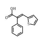 structure of CAS# 10569-35-4, (2E)-2-Phenyl-3-(2-Thienyl)Acrylic Acid;2-Phenyl-3-(2-thienyl)acrylic acid;2-PHENYL-3-(2-THIENYL)ACRYLICACID;2-Phenyl-3-thiophen-2-yl-acrylic acid