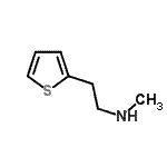 structure of CAS# 106891-32-1, N-Methyl-2-(2-Thienyl)Ethanamine;Methyl-(2-thiophen-2-yl-ethyl)amine;Methyl-(2-thiophen-2-yl-ethyl)-amine;methyl[2-(thiophen-2-yl)ethyl]amine