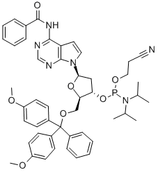 CAS#: 107134-59-8， N-[7-[5-O-[Bis(4-Methoxyphenyl)Phenylmethyl]-3-O-[[Bis(1-Methylethyl)Amino](2-Cyanoethoxy)Phosphino]-2-Deoxy-beta-D-Erythro-Pentofuranosyl]-7H-Pyrrolo[2,3-d]Pyrimidin-4-Yl]-Benzamide