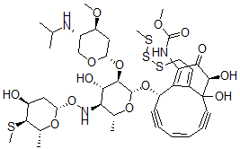 CAS#: 107453-55-4， Methyl N-[(2S,5Z,10S,13E)-9,10-dihydroxy-2-[(2R,3R,4S,5S,6R)-4-hydroxy-5-[[(2S,4S,5S,6R)-4-hydroxy-6-methyl-5-methylsulfanyl-oxan-2-yl]oxyamino]-3-[(2S,4S,5S)-4-methoxy-5-(propan-2-ylamino)oxan-2-yl]oxy-6-methyl-oxan-2-yl]oxy-13-(2-methylsulfanyldisulfanylethylidene)-11-oxo-12-bicyclo[7.3.1]trideca-1(12),5-dien-3,7-diynyl]carbamate