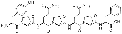结构式 CAS# 107936-65-2, (2S)-2-[[(2S)-1-[(2S)-5-氨基-2-[[(2S)-1-[(2S)-5-氨基-2-[[(2S)-1-[(2S)-2-氨基-3-(4-羟基苯基)丙酰]吡咯烷-2-羰基]氨基]-5-氧代戊酰]吡咯烷-2-羰基]氨基]-5-氧代戊酰]吡咯烷-2-羰基]氨基]-3-苯丙酸
