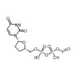 结构式 CAS# 108321-53-5, (2R,5S)-2-(2,4-二氧代-3,4-二氢-1(2H)-嘧啶基)-5-({[羟基({羟基[(氧代膦基)氧基]磷酰}氧基)磷酰]氧基}甲基)四氢呋喃-3,4-二基