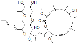 CAS#: 108351-33-3， (3E,5E,11E,13Z)-16-[4-[4-(4,5-Dihydroxy-6-Methyloxan-2-Yl)Oxy-2-Methoxy-5-Methyl-6-[(1E,3E)-Penta-1,3-Dienyl]Oxan-2-Yl]-3-Hydroxypentan-2-Yl]-8-Hydroxy-3,15-Dimethoxy-5,7,9,11-Tetramethyl-1-Oxacyclohexadeca-3,5,11,13-Tetraen-2-One