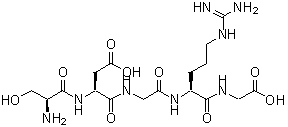 structure of CAS# 108608-63-5, L-Seryl-L-alpha-Aspartylglycyl-L-Arginylglycine;Glycine, L-seryl-L-α-aspartylglycyl-L-arginyl-;L-Seryl-L-α-asparagylglycyl-L-arginylglycin;L-Seryl-L-α-aspartylglycyl-L-arginylglycine