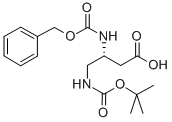 结构式 CAS# 108919-51-3, (R)-4-[[(1,1-二甲基乙氧基)羰基]氨基]-3-[[(苯基甲氧基)羰基]氨基]-丁酸