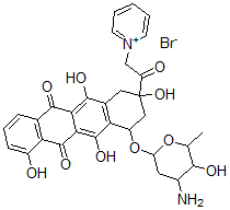 CAS#: 108936-91-0， 7-(4-Amino-5-Hydroxy-6-Methyloxan-2-Yl)Oxy-4,6,9,11-Tetrahydroxy-9-(2-Pyridin-1-Ium-1-Ylacetyl)-8,10-Dihydro-7H-Tetracene-5,12-Dione Bromide