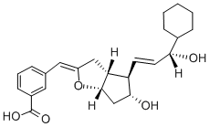 structure of CAS# 108945-35-3, 3-[(Z)-[(3aR,4R,5R,6aS)-4-[(E,3S)-3-Cyclohexyl-3-Hydroxyprop-1-Enyl]-5-Hydroxy-3,3a,4,5,6,6a-Hexahydrocyclopenta[d]Furan-2-Ylidene]Methyl]Benzoic Acid;3-[(Z)-[(3Ar,4R,5R,6As)-4-[(E,3S)-3-Cyclohexyl-3-Hydroxy-Prop-1-Enyl]-5-Hydroxy-3,3A,4,5,6,6A-Hexahydrocyclopenta[D]Furan-2-Ylidene]Methyl]Benzoic Acid;Taprostenum [Latin];Alpha-((2Z,3Ar,4R,5R,6As)-4-((1E,3S)-3-Cyclohexyl-3-Hydroxypropenyl)Hexahydro-5-Hydroxy-2H-Cyclopenta(B)Furan-2-Ylidene)-M-Toluic Acid