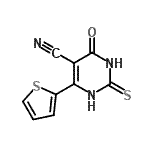 结构式 CAS# 109532-65-2, 4-氧代-6-(2-噻吩基)-2-硫代-1,2,3,4-四氢-5-嘧啶甲腈