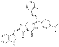 CAS#: 109901-88-4， (4E)-N-[C-(4-Dimethylaminophenyl)-N-[(2-Methylphenyl)Amino]Carbonimidoyl]Imino-4-(1H-Indol-3-Ylmethylidene)-2-Methyl-5-Oxoimidazole-1-Carbothioamide