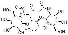 CAS#: 110101-22-9， N-[(2S,3R,4R,5R,6R)-2-[(2R,3S,4R,5R)-5-Acetamido-1,2-Dihydroxy-6-Oxo-4-[(2R,3R,4S,5R,6R)-3,4,5-Trihydroxy-6-(Hydroxymethyl)Oxan-2-Yl]Oxyhexan-3-Yl]Oxy-4,5-Dihydroxy-6-(Hydroxymethyl)Oxan-3-Yl]Acetamide