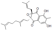 CAS#: 110200-30-1， (1aS,7aR)-1a-[(2E)-3,7-dimethylocta-2,6-dienyl]-4,6-dihydroxy-5-methyl-7a-(3-methylbut-2-enyl)naphtho[2,3-b]oxirene-2,7-quinone