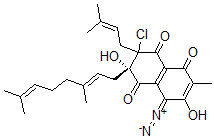 CAS#: 110200-32-3， (6S)-7-Chloro-4-Diazonio-6-[(2E)-3,7-Dimethylocta-2,6-Dienyl]-3,6-Dihydroxy-2-Methyl-7-(3-Methylbut-2-Enyl)-5,8-Dioxonaphthalen-1-Olate