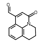 structure of CAS# 111724-62-0, 5-Oxo-2,3-Dihydro-1H,5H-Pyrido[3,2,1-Ij]Quinoline-7-Carbaldehyde;5-oxo-2,3<wbr>-dihydro-<wbr>1H,5H-pyr<wbr>ido[3,2,1<wbr>-ij]quino<wbr>line-7-ca<wbr>rbaldehyde;MFCD03198261;NSC140007