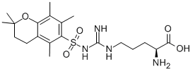 structure of CAS# 112160-37-9, N5-[[[(3,4-Dihydro-2,2,5,7,8-Pentamethyl-2H-1-Benzopyran-6-Yl)Sulfonyl]Amino]Iminomethyl]-L-Ornithine