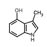 structure of CAS# 1125-31-1, 3-Methyl-1H-Indol-4-Ol;3-Methyl-1H-indol-4-ol #;3-Methyl-4-indolol;4-Hydroxyskatole