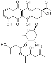 CAS#: 114511-93-2， 7-[4-amino-5-[3-hydroxy-1-(3-hydroxy-5-oxo-hexan-2-yl)oxy-butoxy]-6-methyl-oxan-2-yl]oxy-9-ethanoyl-4,6,9,11-tetrahydroxy-8,10-dihydro-7H-tetracene-5,12-dione