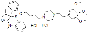 CAS#: 115043-27-1， R-(+)-3,4-Dihydro-2-isopropyl-4-methyl-2-(2-(4-(4-(2(3,4,5-trimethoxyphenyl)ethyl)piperazinyl)butoxy)phenyl)-2H-1,4-benzothiazin-3-on-dihydrochloride
