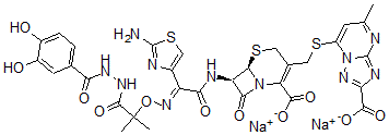 CAS#: 115761-49-4， Disodium 7-[[(6R,7R)-7-[[(2E)-2-(2-Amino-1,3-Thiazol-4-Yl)-2-[1-[2-(3,4-Dihydroxybenzoyl)Hydrazinyl]-2-Methyl-1-Oxopropan-2-Yl]Oxyiminoacetyl]Amino]-2-Carboxylato-8-Oxo-5-Thia-1-Azabicyclo[4.2.0]Oct-2-En-3-Yl]Methylsulfanyl]-5-Methyl-[1,2,4]Triazolo[1,5-a]Pyrimidine-2-Carboxylate