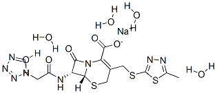 CAS#: 115850-11-8， (6R,7R)-3-[[(5-Methyl-1,3,4-Thiadiazol-2-Yl)Thio]Methyl]-8-Oxo-7-[[2-(1H-Tetrazol-1-Yl)Acetyl]Amino]-5-Thia-1-Azabicyclo[4.2.0]Oct-2-Ene-2-carboxylic Acid Sodium Salt Hydrate (1:1:5)