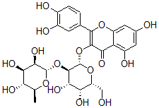 CAS#: 117611-67-3， Quercetin 3-O-alpha-Rhamnopyranosyl-(1-2)-beta-Galactopyranoside
