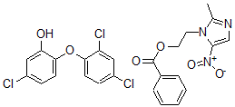 CAS#: 119295-34-0， 2-Methyl-5-nitro-1H-imidazole-1-ethanol benzoate (ester), mixt. with 5-chloro-2-(2,4-dichlorophenoxy)phenol