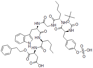 CAS#: 119386-87-7， tert-Butoxycarbonyl-sulfo-tyrosyl-norleucyl-glycyl-tryptophyl-norleucyl-aspartic acid phenethyl ester