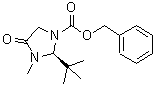 structure of CAS# 119906-49-9, Benzyl (2S)-3-Methyl-2-(2-Methyl-2-Propanyl)-4-Oxo-1-Imidazolidinecarboxylate;(S)-(−)-1<wbr>-(Benzylo<wbr>xycarbony<wbr>l)-2-tert<wbr>-butyl-3-<wbr>methyl-4-<wbr>imidazoli<wbr>dinone;(S)-1-Z-2-tert-Butyl-3-methyl-4-imidazolidinone;-1-Z-2-TERT-BUTYL-3-METHYL-4-IMIDAZOLIDINONE