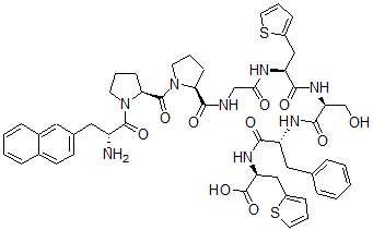 CAS#: 119953-19-4， (2S)-2-[[(2R)-2-[[(2S)-2-[[(2S)-2-[[2-[[(2S)-1-[(2S)-1-[(2R)-2-Amino-3-Naphthalen-2-Ylpropanoyl]Pyrrolidine-2-Carbonyl]Pyrrolidine-2-Carbonyl]Amino]Acetyl]Amino]-3-Thiophen-2-Ylpropanoyl]Amino]-3-Hydroxypropanoyl]Amino]-3-Phenylpropanoyl]Amino]-3-Thiophen-2-Ylpropanoic Acid