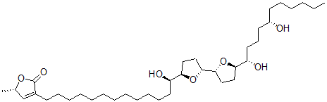 CAS#: 120298-30-8， (5S)-3-[(13R)-13-[(2R,5R)-5-[(2R,5R)-5-[(1S,5S)-1,5-Dihydroxyundecyl]Oxolan-2-Yl]Oxolan-2-Yl]-13-Hydroxytridecyl]-5-Methyl-5H-Furan-2-One