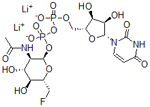 CAS#: 120701-60-2， Dilithium [(2R,3R,4R,5S,6S)-3-Acetamido-6-(Fluoromethyl)-4,5-Dihydroxyoxan-2-Yl] [[(2R,3S,4R,5R)-5-(2,4-Dioxopyrimidin-1-Yl)-3,4-Dihydroxyoxolan-2-Yl]Methoxy-Oxidophosphoryl] Phosphate