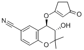 structure of CAS# 121055-10-5, (3S,4R)-3-Hydroxy-2,2-Dimethyl-4-[(3-Oxo-1-Cyclopentenyl)Oxy]Chroman-6-Carbonitrile;(3S,4R)-3-Hydroxy-2,2-Dimethyl-4-[(3-Oxo-1-Cyclopentenyl)Oxy]-6-Chromancarbonitrile;(3S,4R)-3-Hydroxy-4-[(3-Keto-1-Cyclopentenyl)Oxy]-2,2-Dimethyl-Chroman-6-Carbonitrile;Ncgc00163140-01