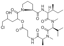 CAS#: 121723-07-7， (10R,13R,16R,19S)-16-Butan-2-yl-3-(3-chloro-2-hydroxy-propyl)-10,11,14-trimethyl-13-propan-2-yl-4-oxa-1,8,11,14,17-pentazabicyclo[17.3.0]docosane-2,5,9,12,15,18-hexone