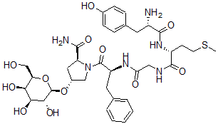 CAS#: 124076-39-7， 2-Methionyl-5-hydroxyprolyl-(beta-D-galactopyranosyl)enkephalinamide