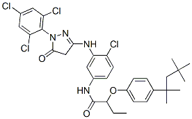 CAS#: 124773-10-0， N-[4-Chloro-3-[[5-Oxo-1-(2,4,6-Trichlorophenyl)-4H-Pyrazol-3-Yl]Amino]Phenyl]-2-[4-(2,4,4-Trimethylpentan-2-Yl)Phenoxy]Butanamide