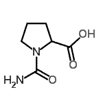 structure of CAS# 125411-62-3, 1-Carbamoylproline;1-(aminocarbonyl)proline;1-Carbamoyl-L-proline;MFCD03936200