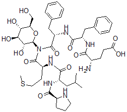 CAS#: 125741-45-9， N(1,6)(beta-glucopyranosyl)glutamyl(5)-proline(9)-Substance P (6-11)