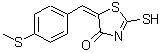 结构式 CAS# 127378-28-3, (5E)-5-[4-(甲硫基)亚苄基]-2-硫基-1,3-噻唑-4(5H)-酮