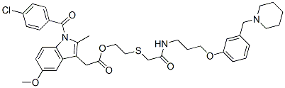 CAS#: 127966-70-5， 2-[2-Oxo-2-[3-[3-(Piperidin-1-Ylmethyl)Phenoxy]Propylamino]Ethyl]Sulfanylethyl 2-[1-(4-Chlorobenzoyl)-5-Methoxy-2-Methylindol-3-Yl]Acetate