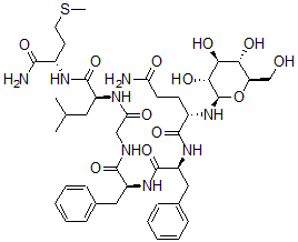 CAS#: 128022-96-8， N-beta-D-glucopyranosyl-L-glutaminyl-L-phenylalanyl-L-phenylalanylglycyl-L-leucyl-L-Methioninamide