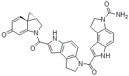 CAS#: 128049-57-0， (1aS)-7-((7-((1a,2-Dihydro-5-oxo-1H-cycloprop(c)indol-3(5H)-yl)carbonyl)-1,6-dihydrobenzo(1,2-b:4,3-b')dipyrrol-3(2H)-yl)carbonyl)-1,6-dihydrobenzo(1,2-b:4,3-b')dipyrrole-3(2H)-carboxamide